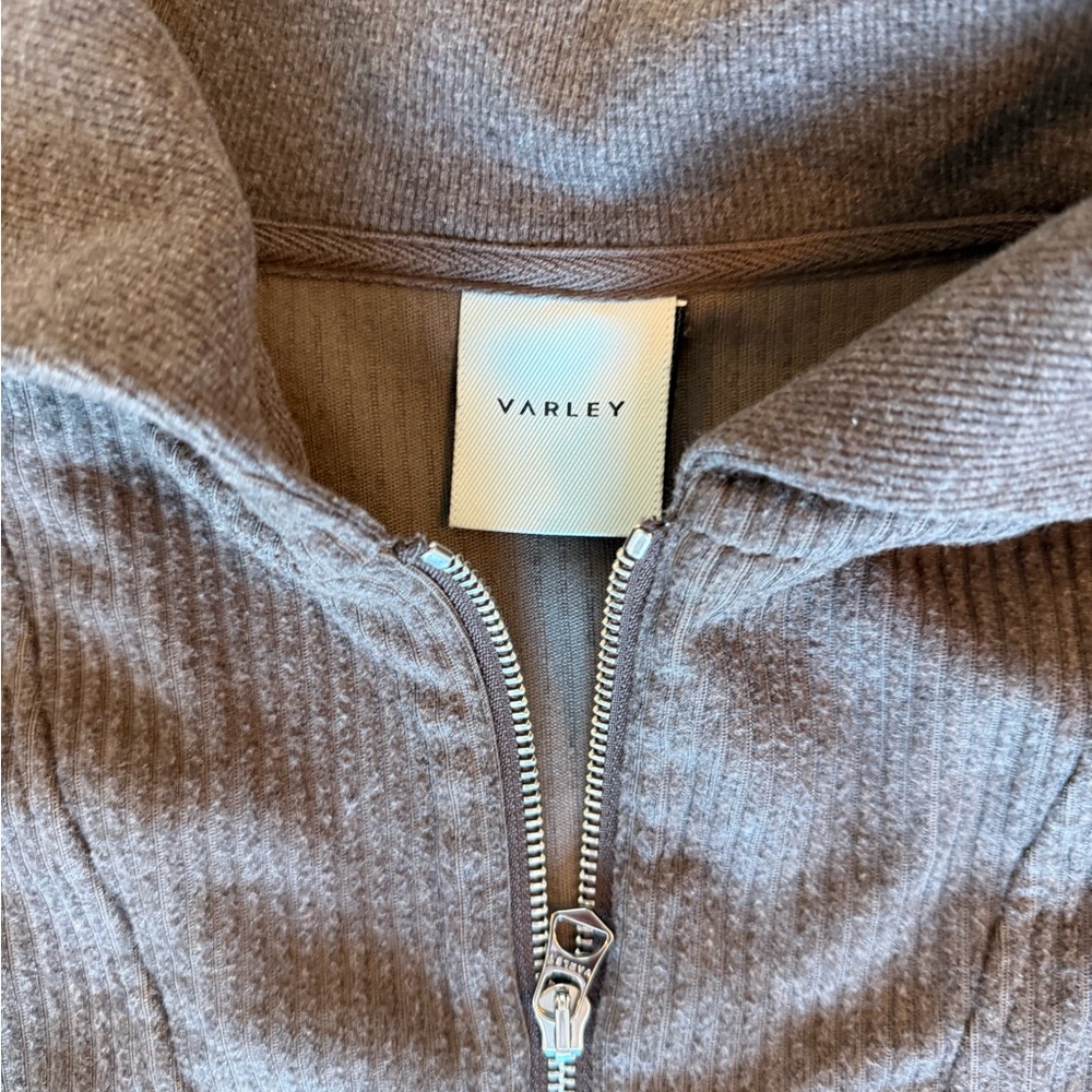 Varley Taupe Ribbed Zip-Up set - Picture 2 of 3